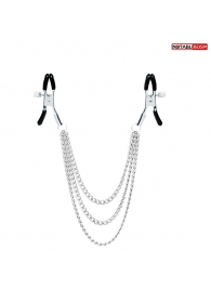 Оригинальные зажимы на соски с тройной цепочкой - Notabu - купить с доставкой в Петрозаводске