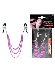 Оригинальные зажимы на соски с тройной розовой цепочкой - Notabu - купить с доставкой в Петрозаводске