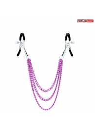 Оригинальные зажимы на соски с тройной розовой цепочкой - Notabu - купить с доставкой в Петрозаводске