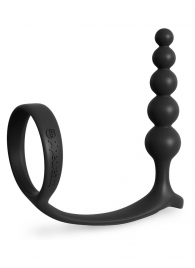Черная анальная цепочка с эрекционным кольцом Ass-gasm Cockring Anal Beads - Pipedream - в Петрозаводске купить с доставкой