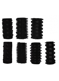 Набор из 7 черных насадок PENIS SLEEVES SET - Dream Toys - в Петрозаводске купить с доставкой