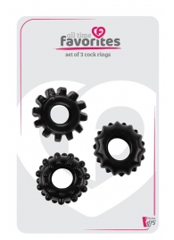 Набор из 3 черных эрекционных колец SET OF 3 COCKRINGS - Dream Toys - в Петрозаводске купить с доставкой