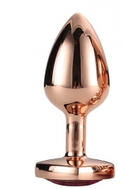 Золотистая анальная втулка с кристаллом-сердечком розового цвета - 7,1 см. - Dream Toys - купить с доставкой в Петрозаводске