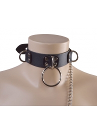 Черный кожаный ошейник Big Ring - Sitabella - купить с доставкой в Петрозаводске