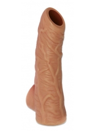 Телесная открытая насадка-реалистик с подхватом мошонки Nude Sleeve L - 14 см. - KOKOS - в Петрозаводске купить с доставкой