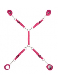 Ярко-розовый набор фиксаций на кровати Classic Bed Spreader - Lux Fetish - купить с доставкой в Петрозаводске