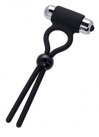 Черное эрекционное лассо Ect с виброэлементом - A-toys - в Петрозаводске купить с доставкой