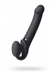 Черный безремневой вибрострапон Vibrating Bendable Strap-On L - Strap-on-me - купить с доставкой в Петрозаводске