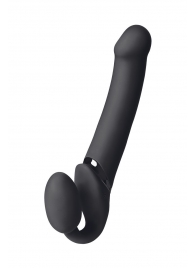 Черный безремневой вибрострапон Vibrating Bendable Strap-On L - Strap-on-me - купить с доставкой в Петрозаводске