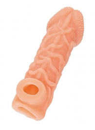 Телесная закрытая насадка с венками Cock Sleeve Size S - 13,8 см. - KOKOS - в Петрозаводске купить с доставкой