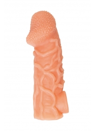 Телесная закрытая насадка с венками Cock Sleeve Size L - 17,6 см. - KOKOS - в Петрозаводске купить с доставкой