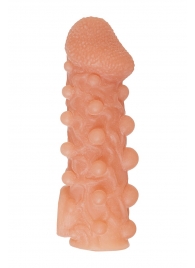 Телесная закрытая насадка с шариками Cock Sleeve Size M - 15,6 см. - KOKOS - в Петрозаводске купить с доставкой
