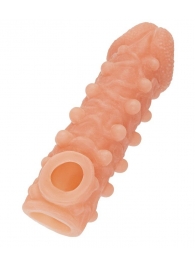 Телесная закрытая насадка с шариками Cock Sleeve Size M - 15,6 см. - KOKOS - в Петрозаводске купить с доставкой