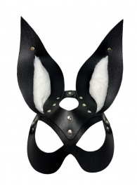 Черная маска зайки с белым мехом на ушках Miss Bunny - БДСМ Арсенал - купить с доставкой в Петрозаводске