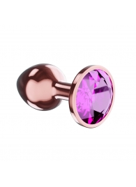Пробка цвета розового золота с лиловым кристаллом Diamond Quartz Shine L - 8,3 см. - Lola Games - купить с доставкой в Петрозаводске