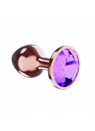 Пробка цвета розового золота с фиолетовым кристаллом Diamond Amethyst Shine L - 8,3 см. - Lola Games - купить с доставкой в Петрозаводске