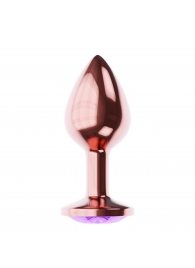 Пробка цвета розового золота с фиолетовым кристаллом Diamond Amethyst Shine L - 8,3 см. - Lola Games - купить с доставкой в Петрозаводске