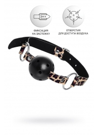 Черный кляп-шар на леопардовых ремешках Anonymo - ToyFa - купить с доставкой в Петрозаводске