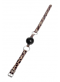 Черный кляп-шар на леопардовых ремешках Anonymo - ToyFa - купить с доставкой в Петрозаводске