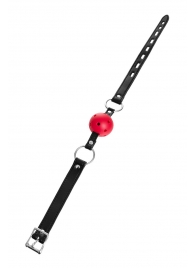 Красный кляп-шар на черных ремешках - ToyFa - купить с доставкой в Петрозаводске