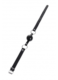 Черный кляп-шар на кожаных ремешках Anonymo - ToyFa - купить с доставкой в Петрозаводске