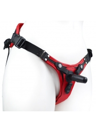 Красно-черный женский пояс с 2 способами крепления насадок и вагинальной пробкой - LOVETOY (А-Полимер) - купить с доставкой в Петрозаводске