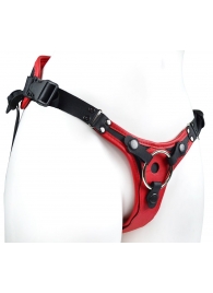 Красно-черный женский пояс с 2 способами крепления насадок и вагинальной пробкой - LOVETOY (А-Полимер) - купить с доставкой в Петрозаводске