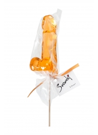 Оранжевый леденец в форме пениса со вкусом аморетто - Sosuчki - купить с доставкой в Петрозаводске