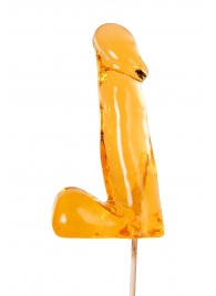 Оранжевый леденец в форме пениса со вкусом аморетто - Sosuчki - купить с доставкой в Петрозаводске