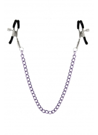Зажимы для сосков с фиолетовой цепочкой Sweet Caress Nipple Chain - Sweet Caress - купить с доставкой в Петрозаводске