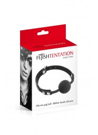 Черный силиконовый кляп-шарик на ремешках - Fetish Tentation - купить с доставкой в Петрозаводске