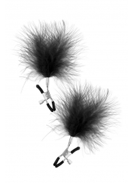 Зажимы на соски с черными пуховыми кисточками Sweet Caress Feather Nipple Clumps - Sweet Caress - купить с доставкой в Петрозаводске