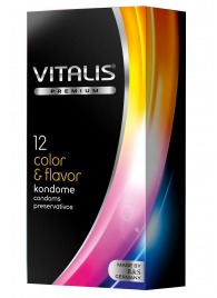 Цветные ароматизированные презервативы VITALIS PREMIUM color   flavor - 12 шт. - Vitalis - купить с доставкой в Петрозаводске