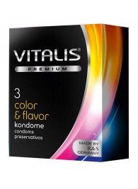 Цветные ароматизированные презервативы VITALIS PREMIUM color   flavor - 3 шт. - Vitalis - купить с доставкой в Петрозаводске