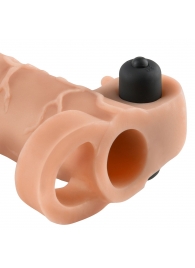 Телесная вибронасадка с кольцом Vibrating Real Feel 2 Extension - 16 см. - Pipedream - в Петрозаводске купить с доставкой