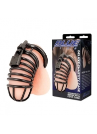 Черная металлическая клетка с замком Deluxe Chastity Cage - BlueLine - купить с доставкой в Петрозаводске