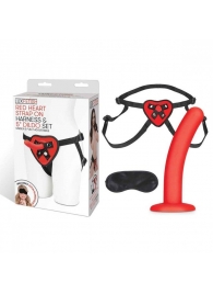 Красный поясной фаллоимитатор Red Heart Strap on Harness   5in Dildo Set - 12,25 см. - Lux Fetish - купить с доставкой в Петрозаводске