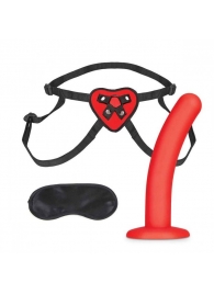 Красный поясной фаллоимитатор Red Heart Strap on Harness   5in Dildo Set - 12,25 см. - Lux Fetish - купить с доставкой в Петрозаводске