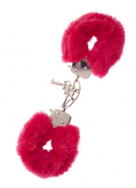 Металлические наручники с красной меховой опушкой METAL HANDCUFF WITH PLUSH RED - Dream Toys - купить с доставкой в Петрозаводске