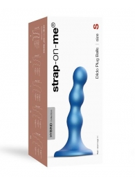 Голубая насадка Strap-On-Me Dildo Plug Balls size S - Strap-on-me - купить с доставкой в Петрозаводске