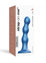 Голубая насадка Strap-On-Me Dildo Plug Balls size L - Strap-on-me - купить с доставкой в Петрозаводске