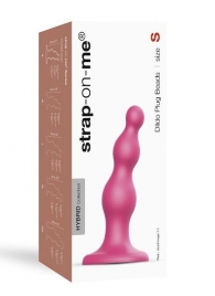 Розовая насадка Strap-On-Me Dildo Plug Beads size S - Strap-on-me - купить с доставкой в Петрозаводске