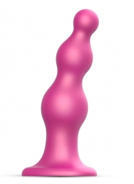 Розовая насадка Strap-On-Me Dildo Plug Beads size S - Strap-on-me - купить с доставкой в Петрозаводске
