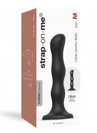 Черная насадка Strap-On-Me Dildo Geisha Balls size M - Strap-on-me - купить с доставкой в Петрозаводске