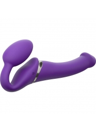 Фиолетовый безремневой вибрострапон Vibrating Bendable Strap-On - size L - Strap-on-me - купить с доставкой в Петрозаводске