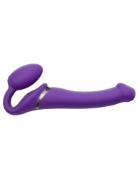 Фиолетовый безремневой вибрострапон Vibrating Bendable Strap-On - size L - Strap-on-me - купить с доставкой в Петрозаводске