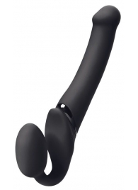 Черный безремневой вибрострапон Silicone Bendable Strap-On - size XL - Strap-on-me - купить с доставкой в Петрозаводске