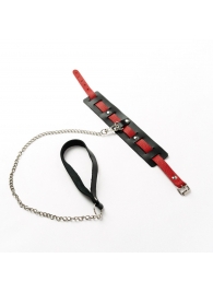 Черный ошейник с красным ремешком и поводком - Crazy Handmade - купить с доставкой в Петрозаводске