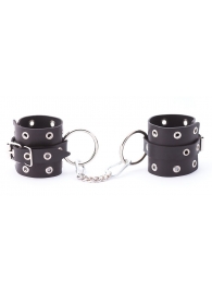Черные кожаные наручники с люверсами - Crazy Handmade - купить с доставкой в Петрозаводске