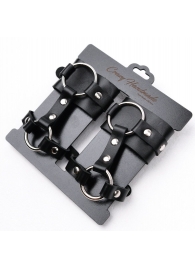 Черные наручники с креплением на кисть руки - Crazy Handmade - купить с доставкой в Петрозаводске